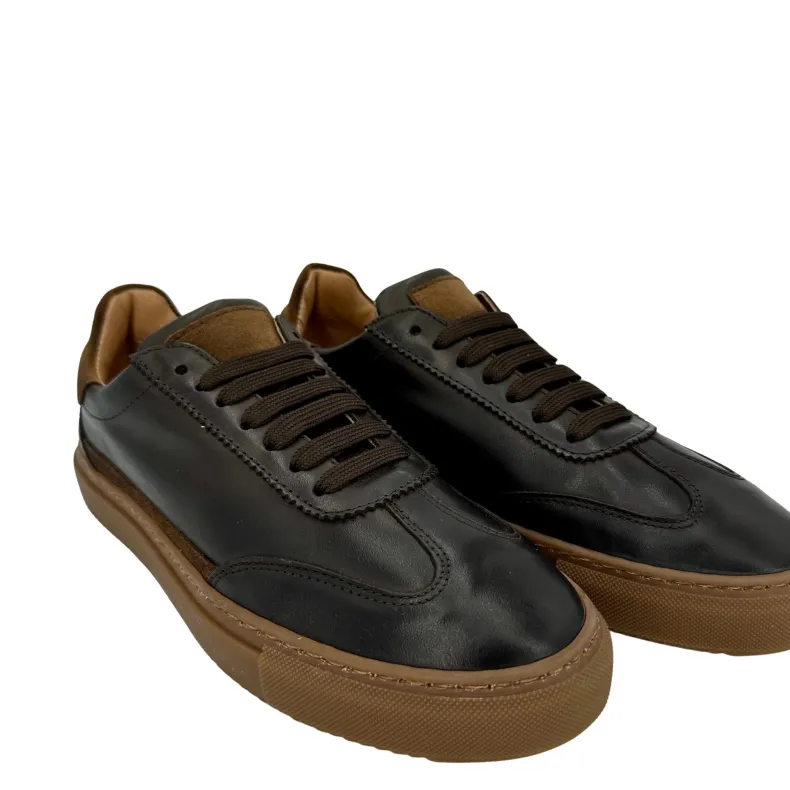 Handmade Sneakers In Dark Brown Leather