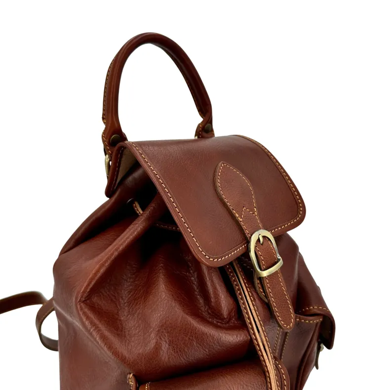 Handmade Unisex Brown Bucket Backpack