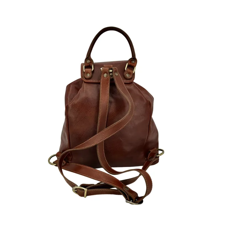Handmade Unisex Brown Bucket Backpack