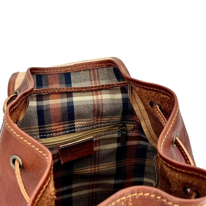 Handmade Unisex Brown Bucket Backpack