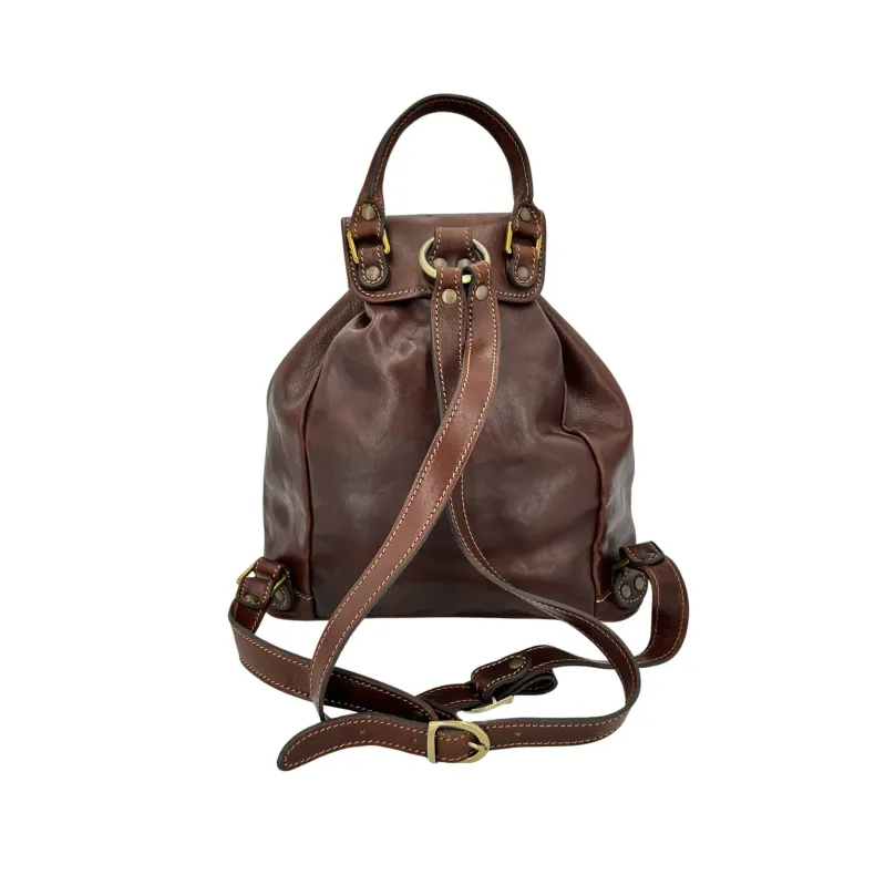 Handmade Unisex Brown Bucket Backpack