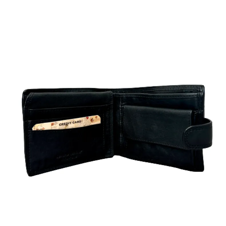 Handmade Wallet In Washed Leather With Button