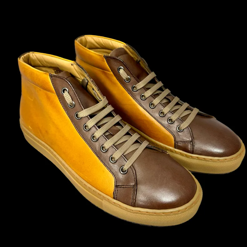 High Artisan Sneakers In Two-tone Leather