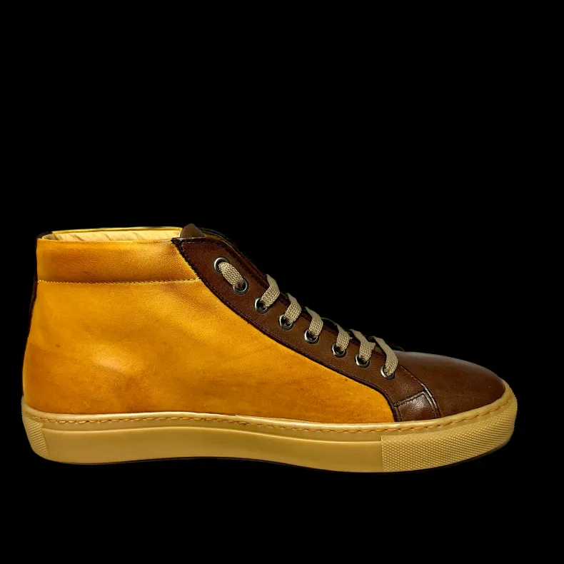 High Artisan Sneakers In Two-tone Leather