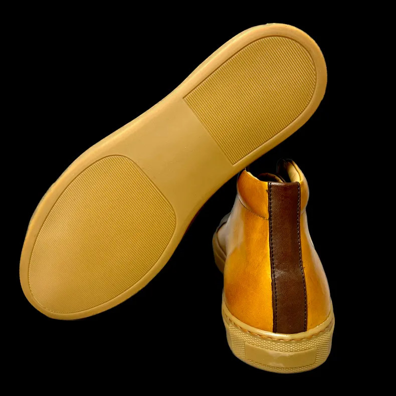 High Artisan Sneakers In Two-tone Leather