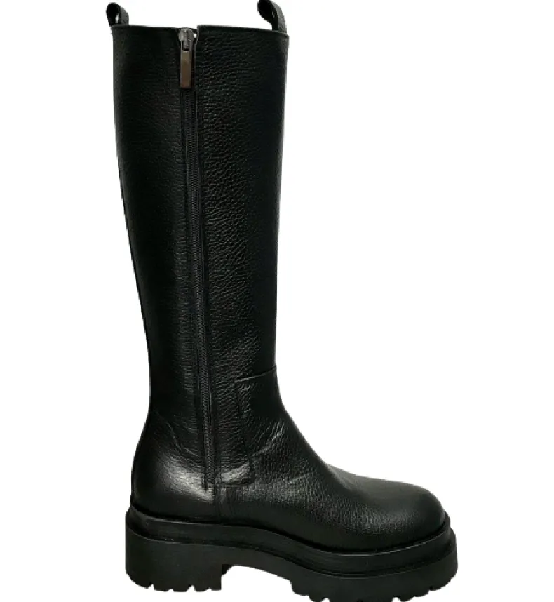 High Boot With Elastic And Zipper