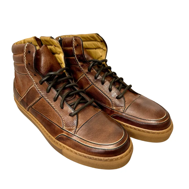 High-top Brown Dipped Handmade Sneaker