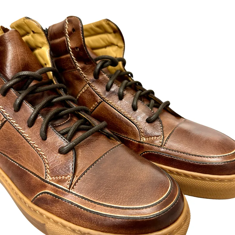 High-top Brown Dipped Handmade Sneaker