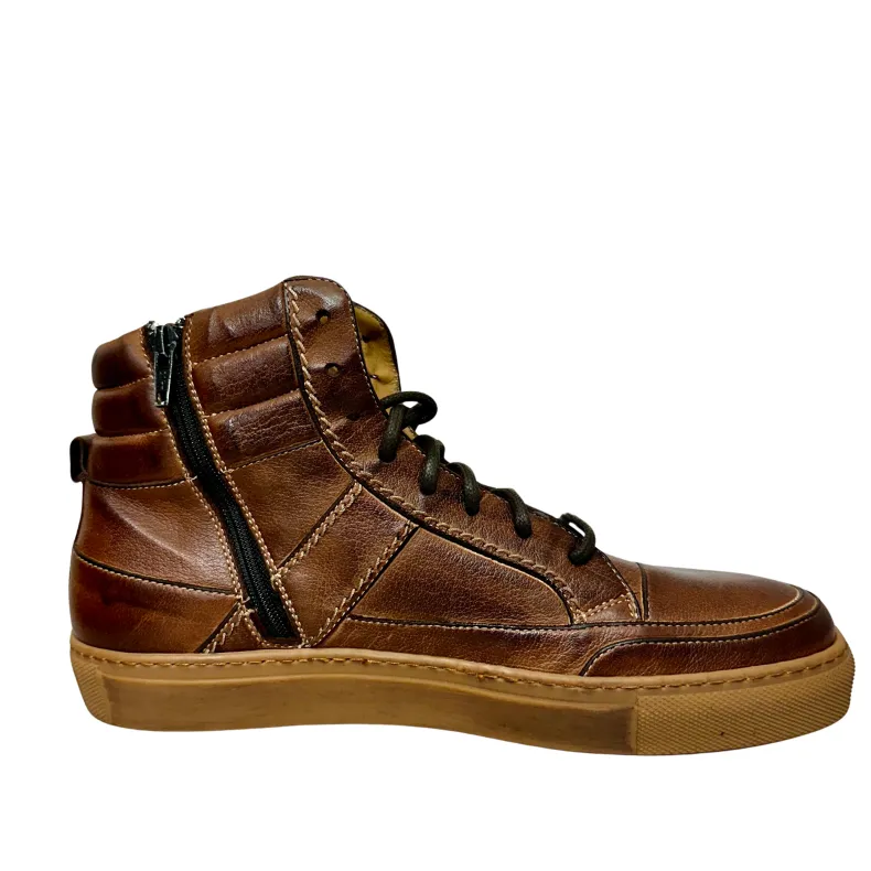 High-top Brown Dipped Handmade Sneaker