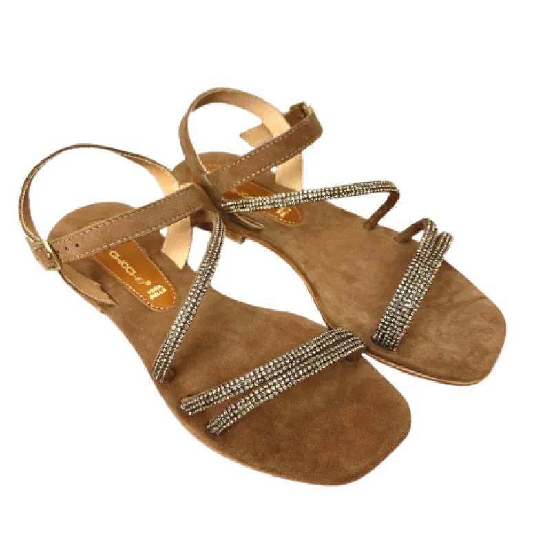 Jewel Sandal In Leather Suede