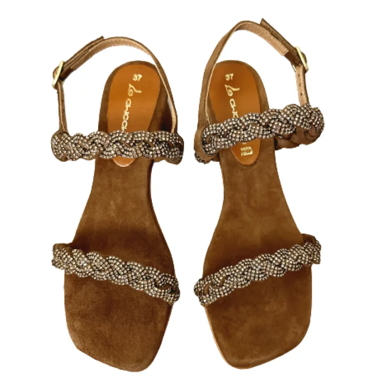 Jewel Sandal In Leather Suede