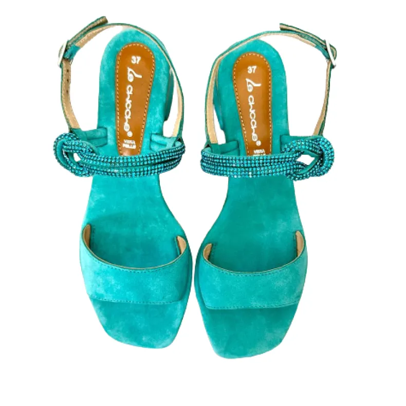 Jewel Sandal In Light Blue Suede
