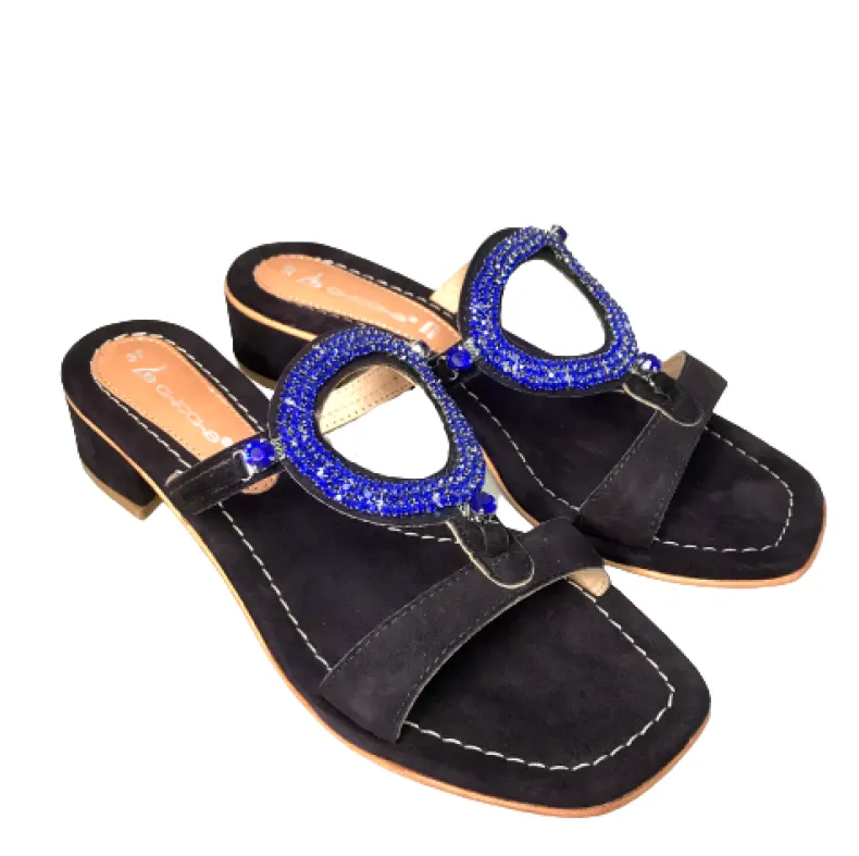 Jewel Slipper In Midnight Blue Suede