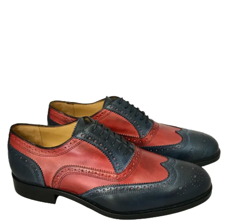 Lace-up In Blue And Red Duilio Leather