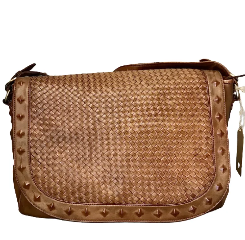 Large Handcrafted Bag With Woven Flap