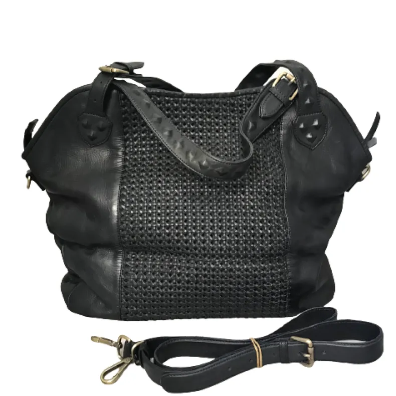 Large Handcrafted Bag In Woven Leather