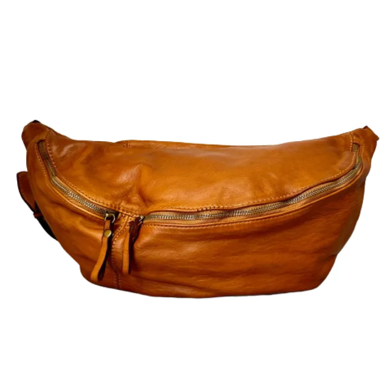 Large Handcrafted Pouch In Washed Leather