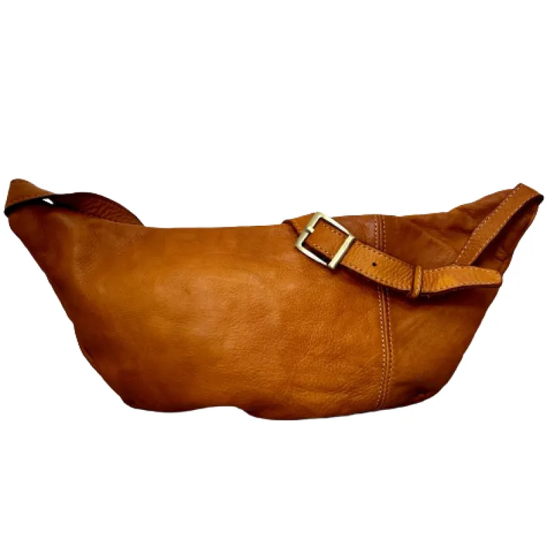Large Handcrafted Pouch In Washed Leather