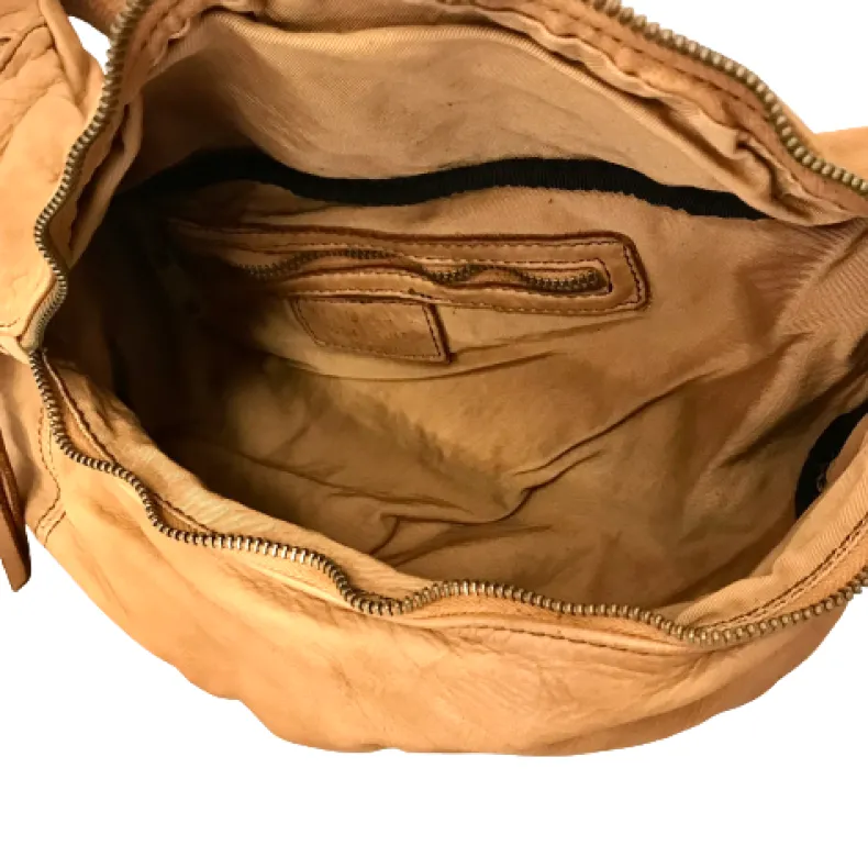 Large Handcrafted Pouch In Washed Leather