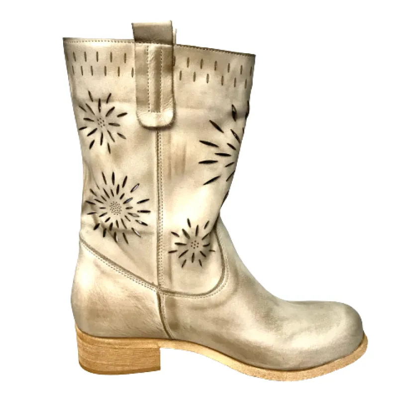 Laser-cut Boot In Taupe Color