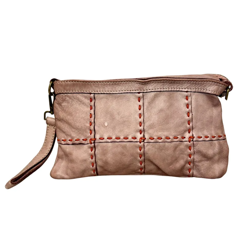 Leather Bag With Shoulder Strap And Strap With Visible Stitching