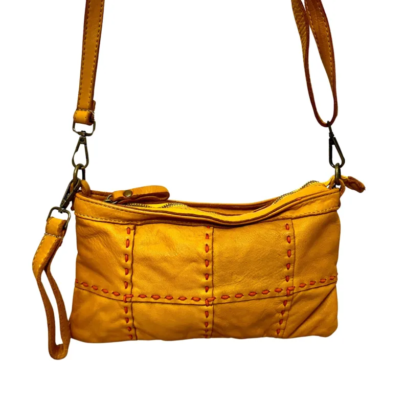 Leather Bag With Shoulder Strap And Strap With Visible Stitching