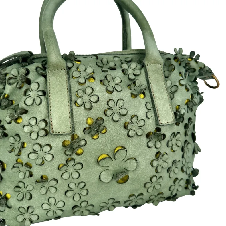 Lilac Medium – Leather Bowling Bag With Lasered Flowers