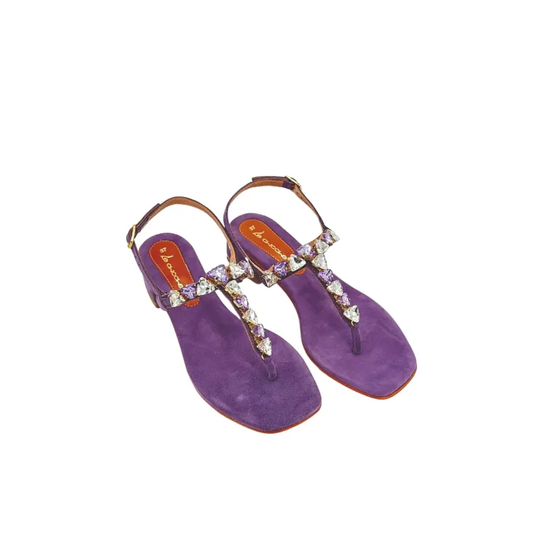 Lilac Suede Jewel Thong Sandal