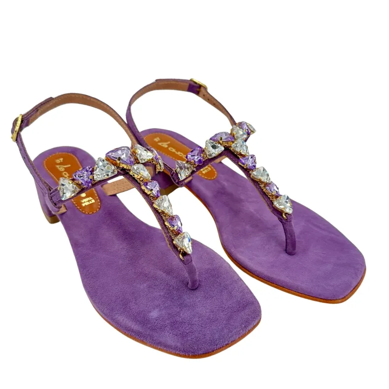 Lilac Suede Jewel Thong Sandal