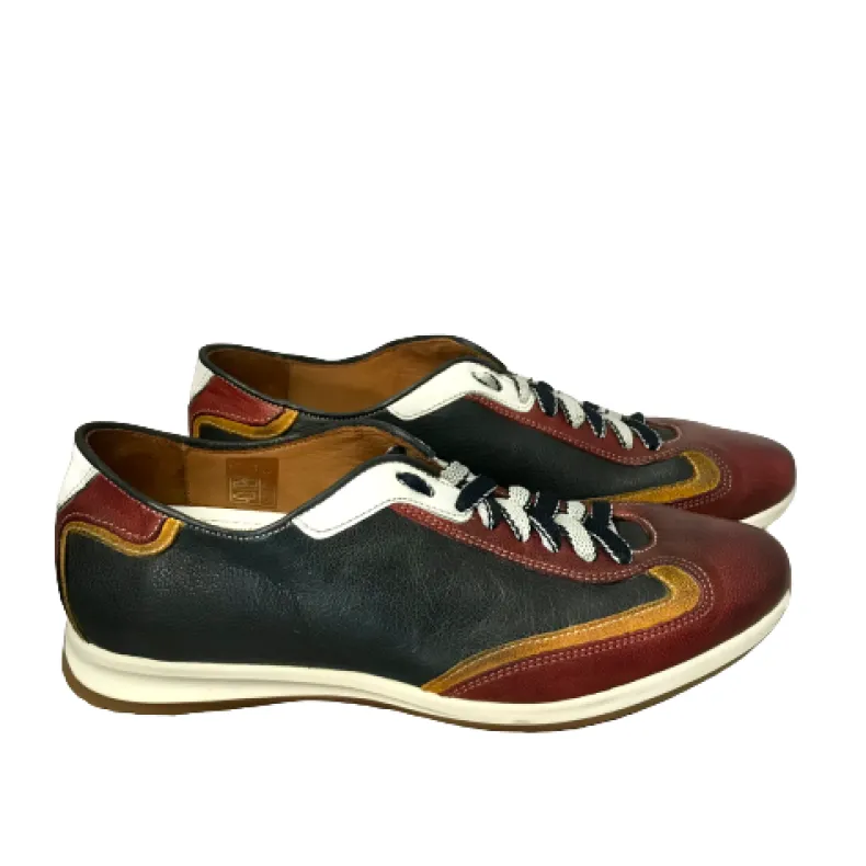 Low Sneakers In Blue And Red Leather