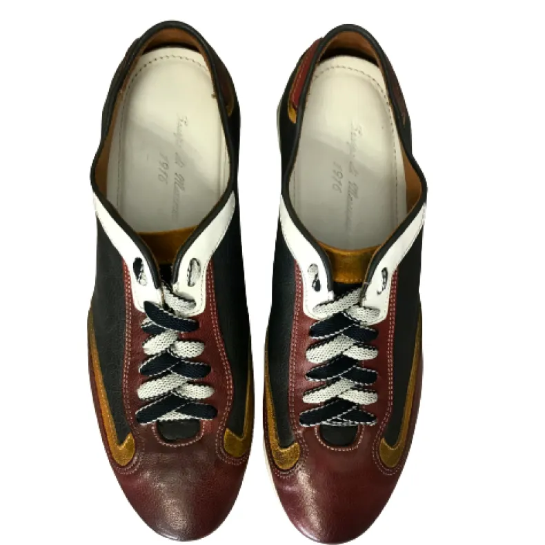 Low Sneakers In Blue And Red Leather