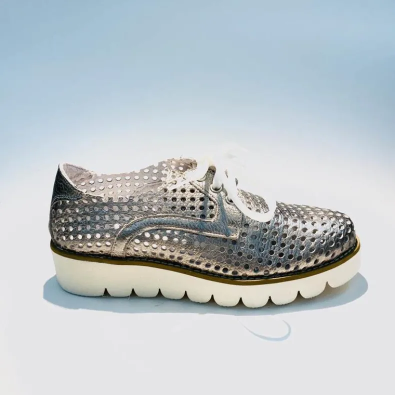 Low Sneakers In Silver Leather