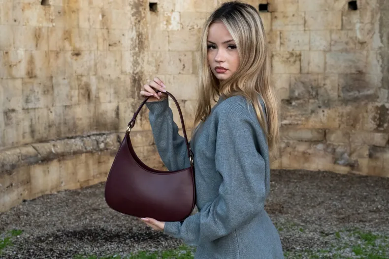 Luna – Blown Leather Bag With Two Shoulder Straps