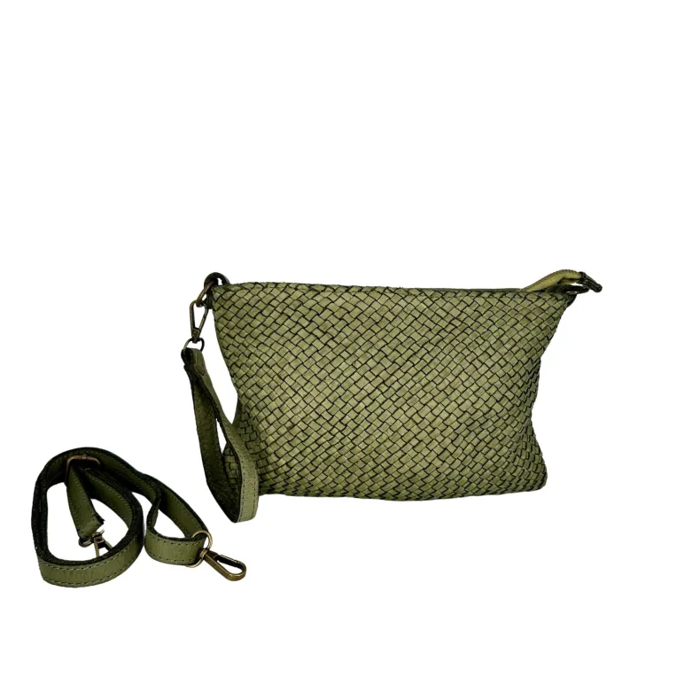 Marta – Woven Clutch Bag With Strap And Shoulder Strap