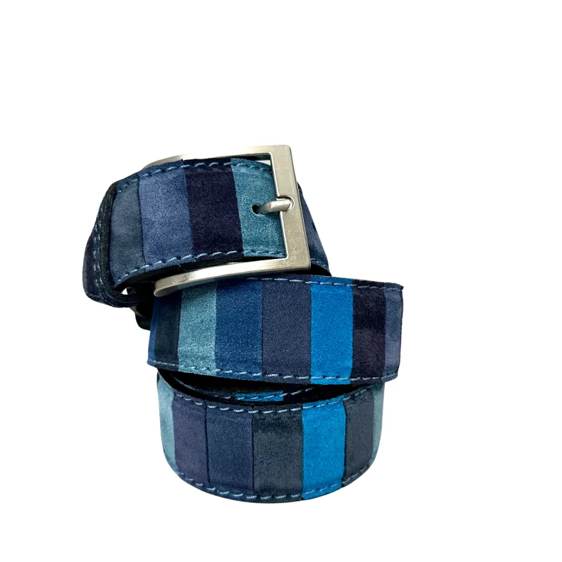 Mix 8 – Handcrafted Belt In Blue Nubuck