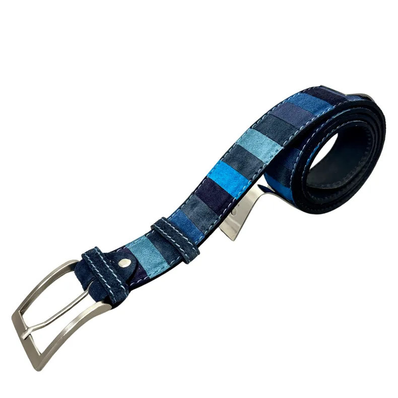 Mix 8 – Handcrafted Belt In Blue Nubuck