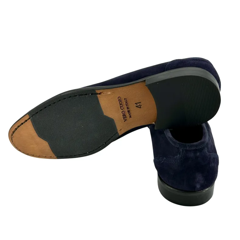 Moccasin In Blue Suede With Blake Construction