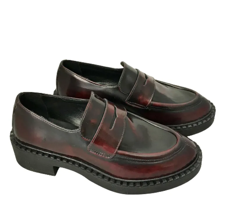 Moccasin In Bordeaux Abrasive Leather