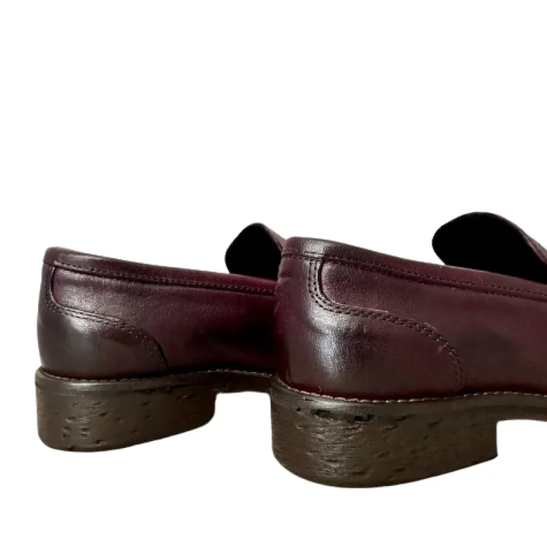 Moccasin In Burgundy Dipped Leather Blake Stitching