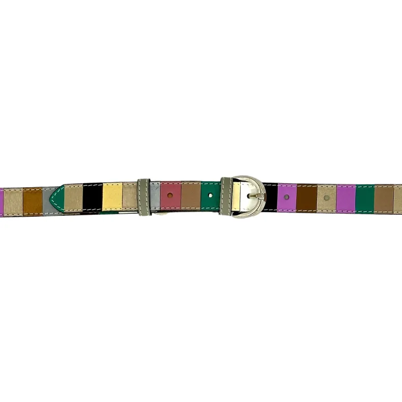 Multi Beige – Women's Leather Belt 2.5 Cm