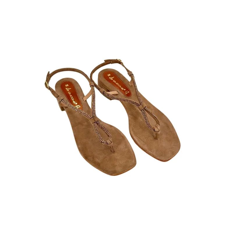 Nude Suede Jewel Flip-flop Sandal