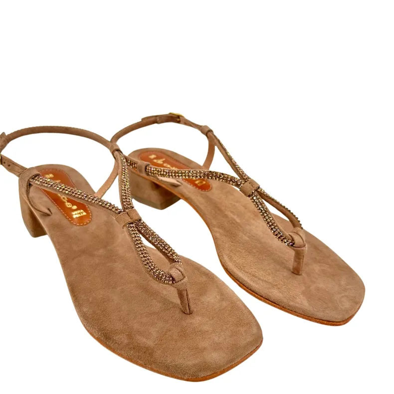 Nude Suede Jewel Flip-flop Sandal