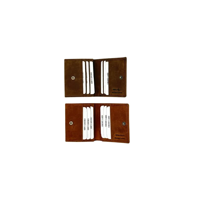 Oiled Leather Wallet With Button