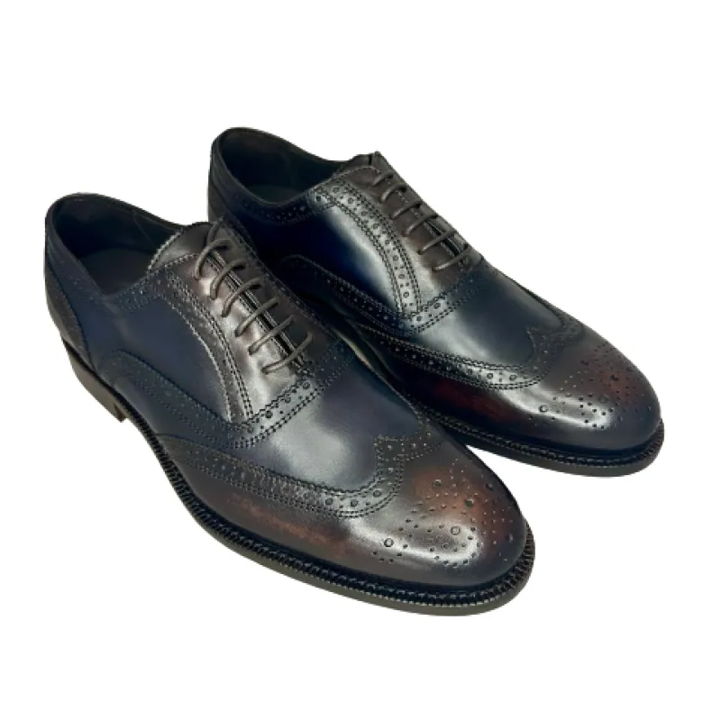 Oxford Blue And Dark Brown Stitched Blake