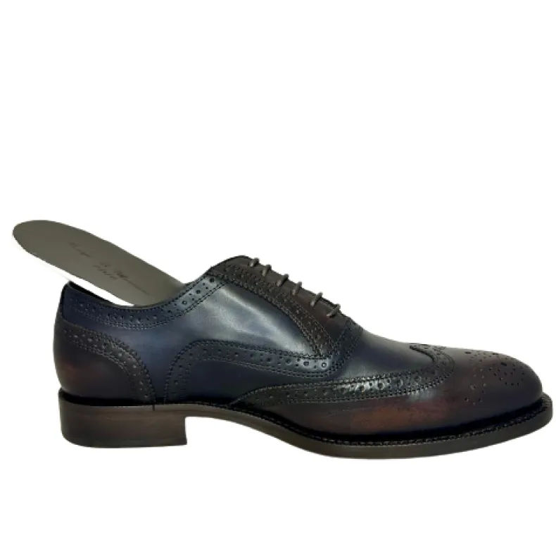 Oxford Blue And Dark Brown Stitched Blake