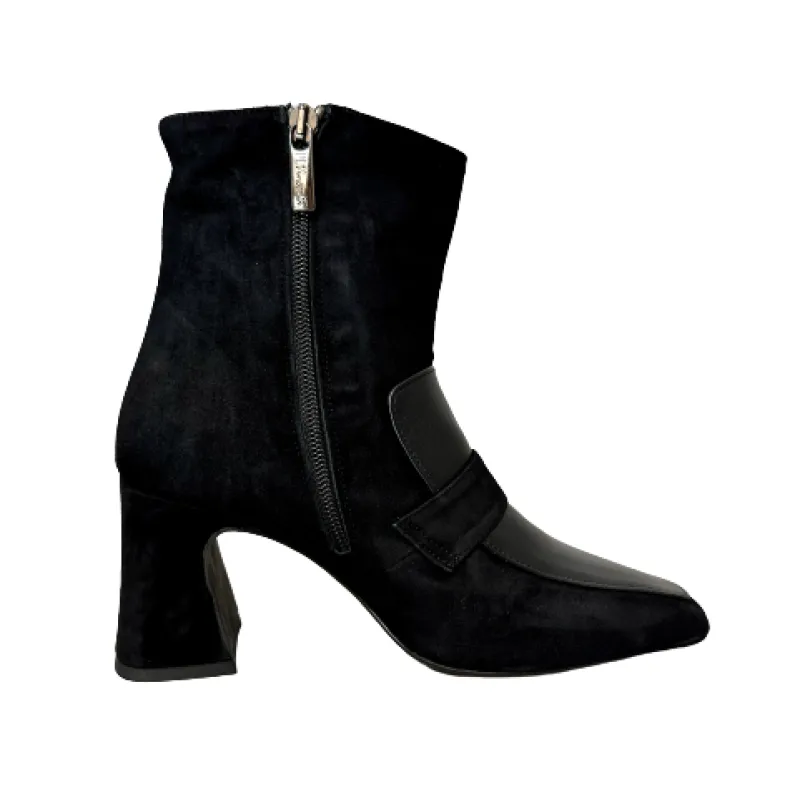 PFV Black Suede And Leather Ankle Boot