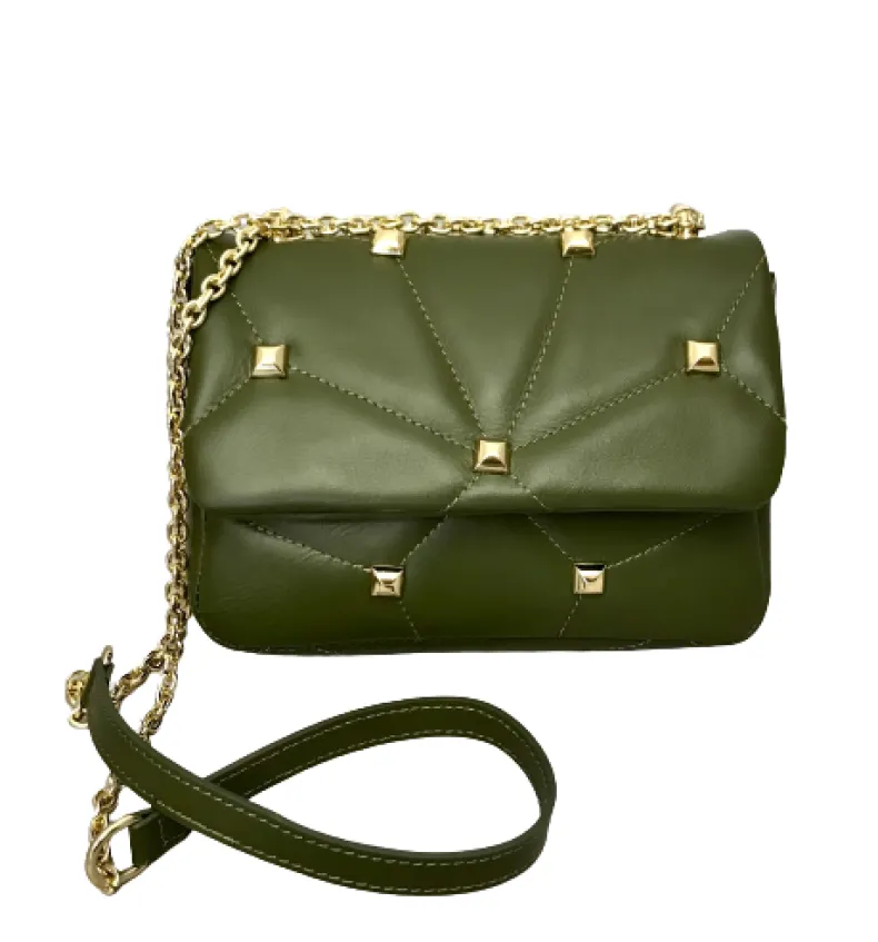 Quilted Handbag With Studs