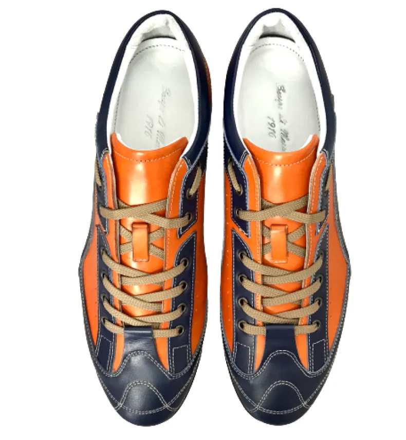 Race Sneakers In Orange And Blue Leather