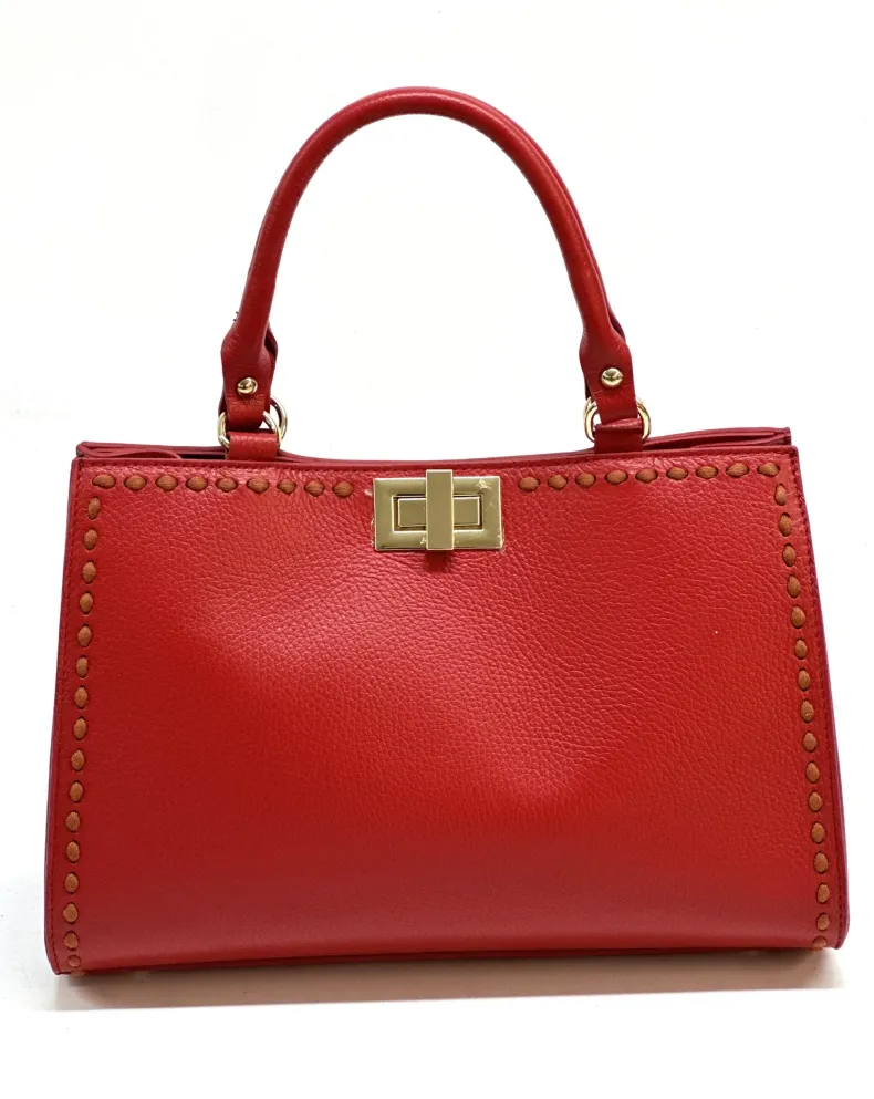 Rigid Bag In Hammered Leather