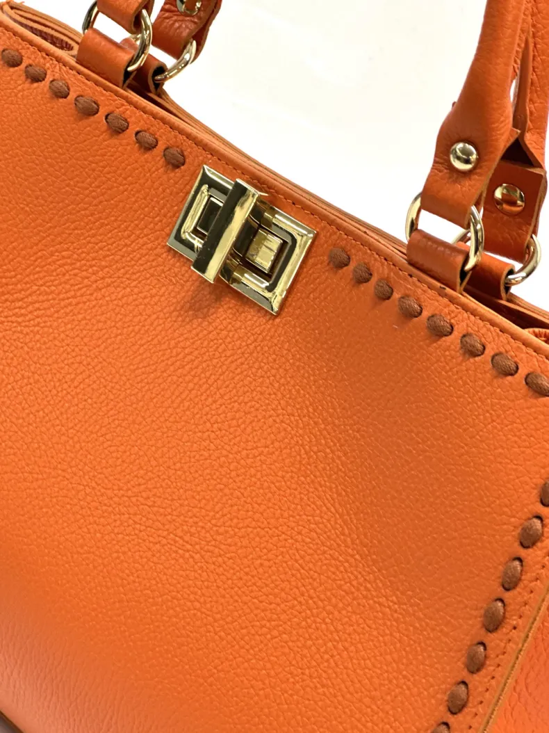 Rigid Bag In Hammered Leather